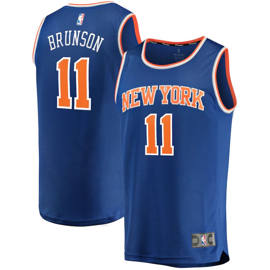 Men New York Knicks #11 Jalen Brunson Fanatics Branded Blue Fast Break Replica NBA Jersey->new york knicks->NBA Jersey